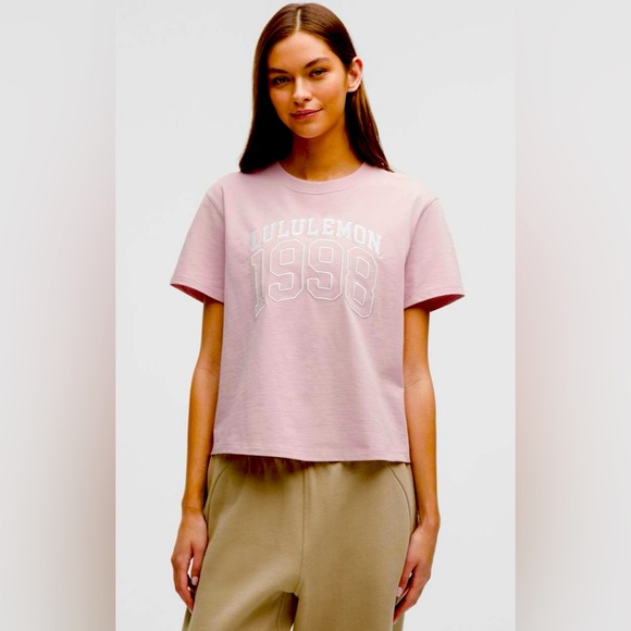 lululemon athletica Tops - NWT lululemon Relaxed Fit Cotton Jersey T-Shirt Graphic Pink Haze Size 8